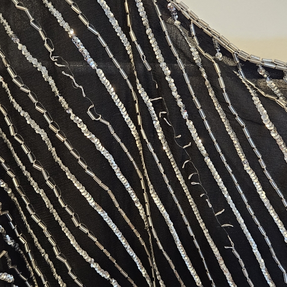 Swee Lo Womens Long Dress Small Black Sequined Beaded V Neck Long Sleeve - Picture 8 of 10